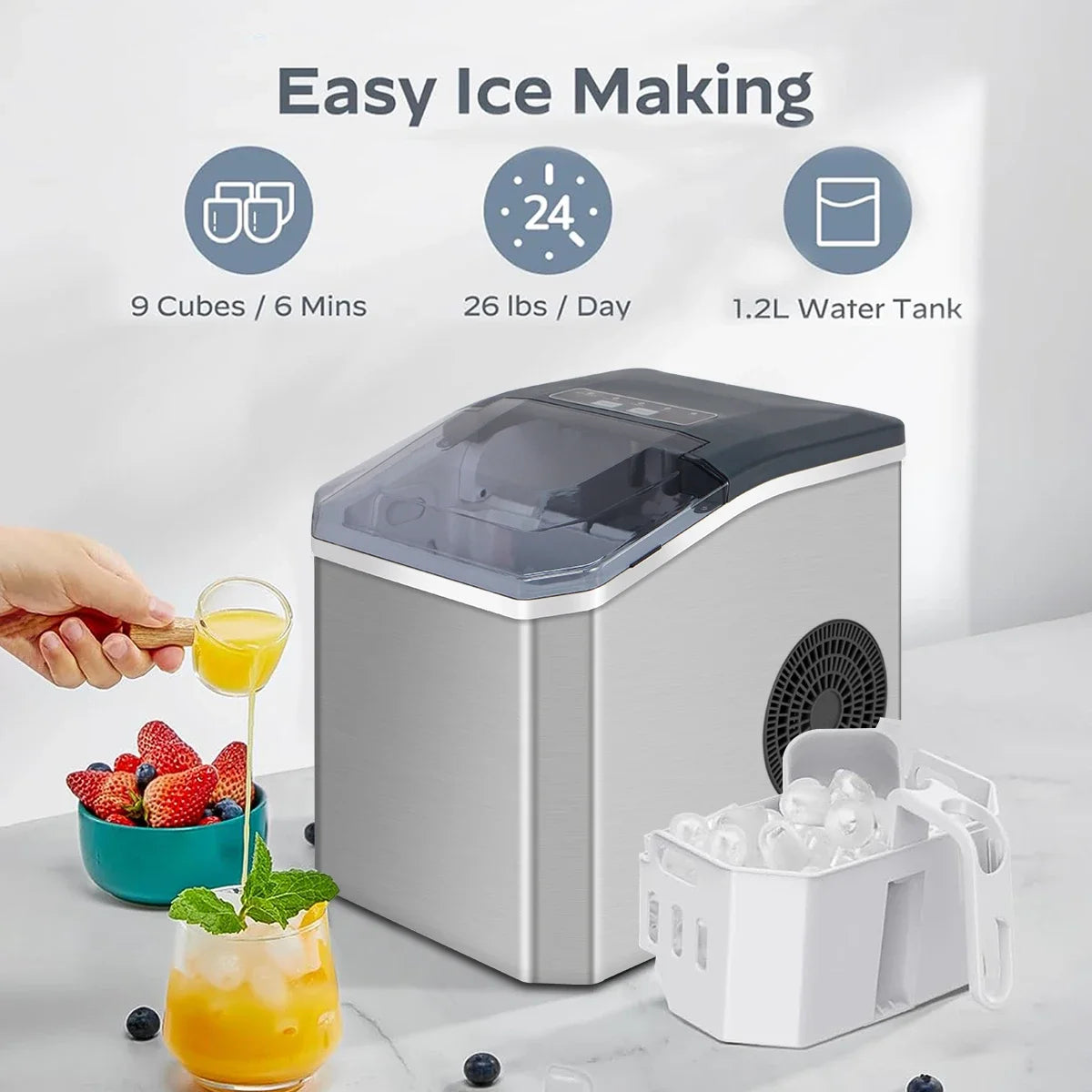 FrostPro™ – Jouw Professionele Elektrische IJsmachine voor Perfecte IJsklontjes, Elke Keer Weer!